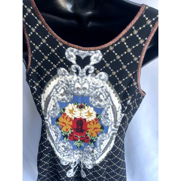 I. Madeline Y2K Fit n Flare Front Zip Dress S/M Girly Icon Quirky Flowy Colorful - Picture 7 of 11